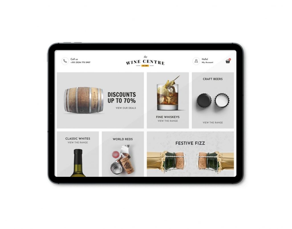 the wine centre ecommerce website on ipad