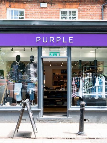 purple menswear store