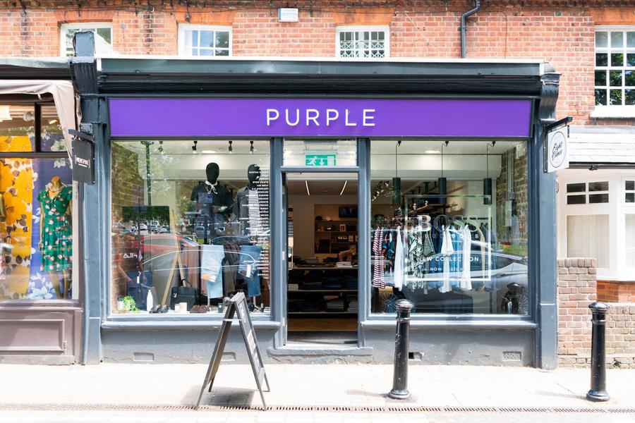 purple menswear store